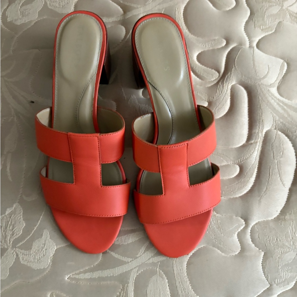 Talbots Leather Coral Slide Sandals.